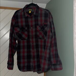 Cabela's Men's Red and Gray Checkered Shirt! Like new! Size X-Large